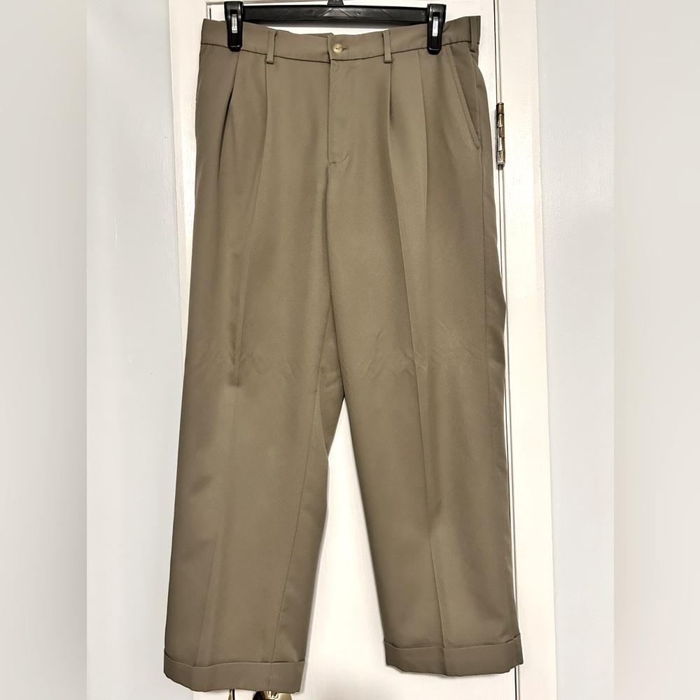 VanHeusen Classic Tan Pleated Trousers